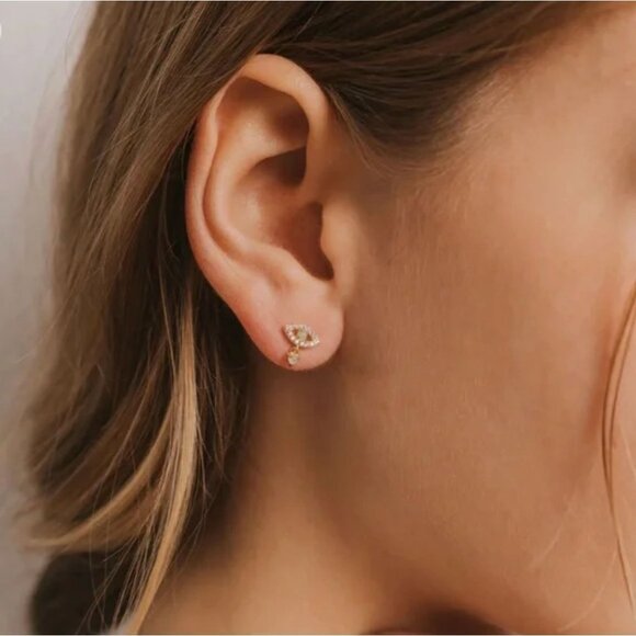 NEW Jax Kelly Green Amazonite Evil Eye Drop Earrings Hope Stone Hypoallergenic - Picture 3 of 8